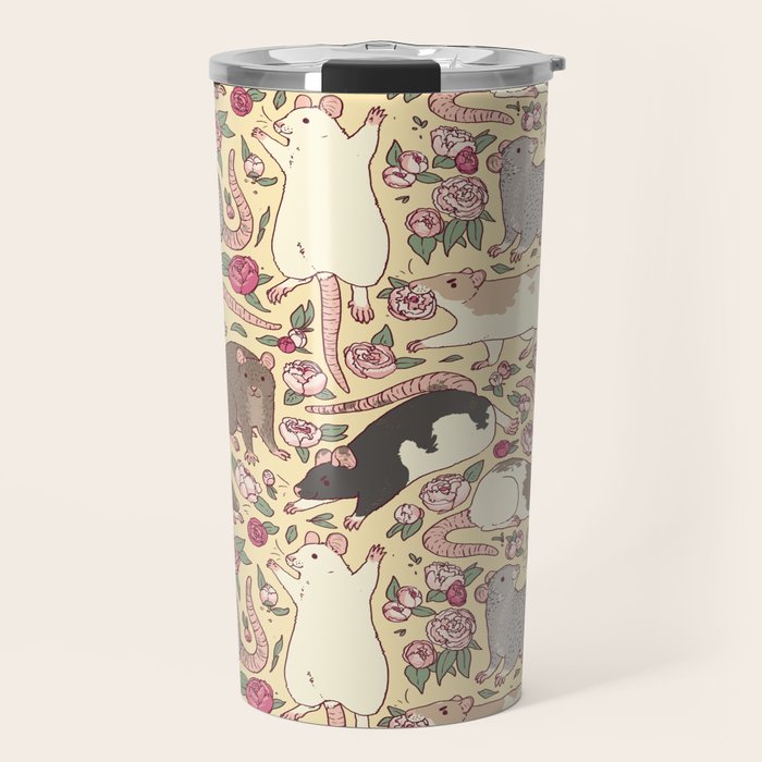 Rats & Peonies Travel Mug Gallery Image 1