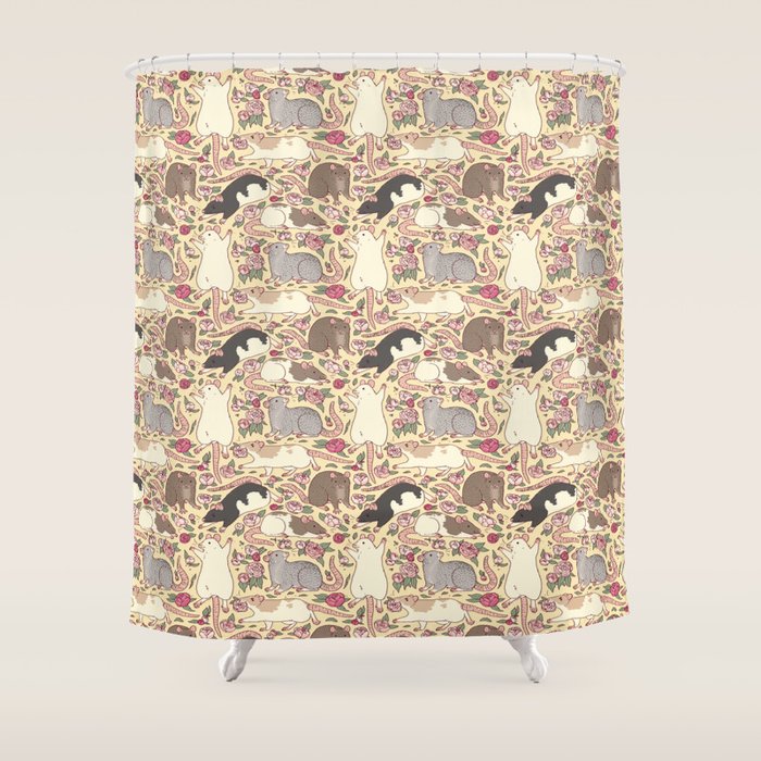 Rats & Peonies Shower Curtain Gallery Image 1