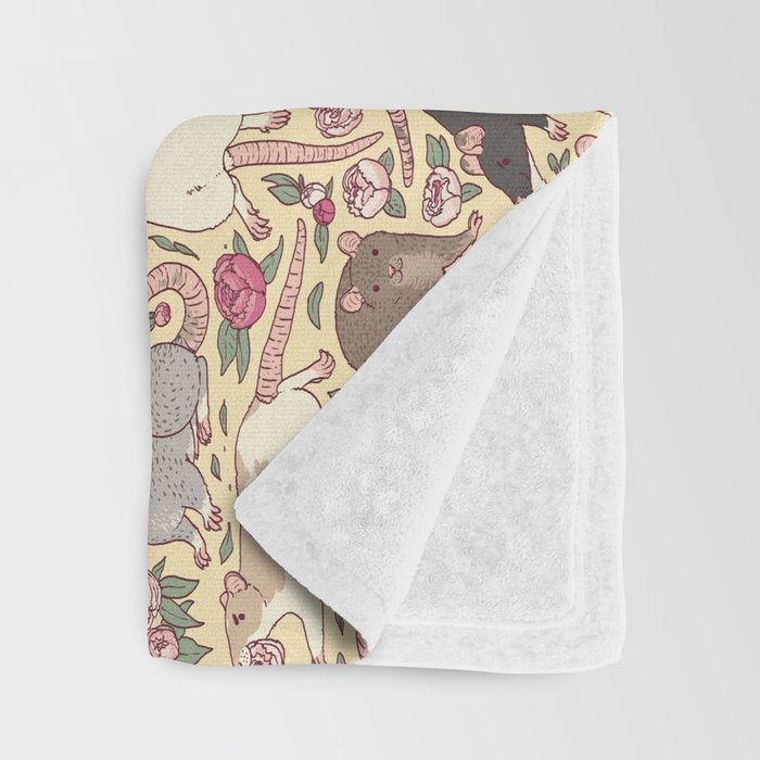Rats & Peonies Throw Blanket Gallery Image 3