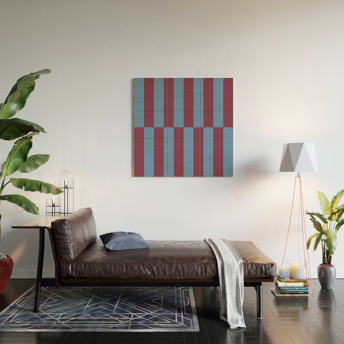 Duo II - Berry and Blue Stripes Wood Wall Art Gallery Image 2
