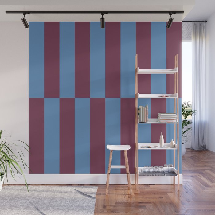 Duo II - Berry and Blue Stripes Wall Mural Gallery Image 1