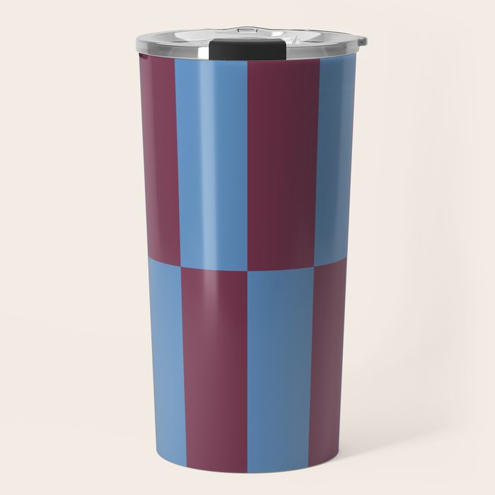 Duo II - Berry and Blue Stripes Travel Mug Gallery Image 1