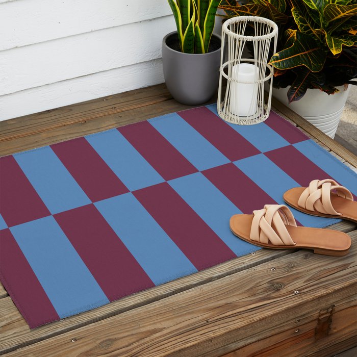 Duo II - Berry and Blue Stripes Outdoor Rug Gallery Image 2