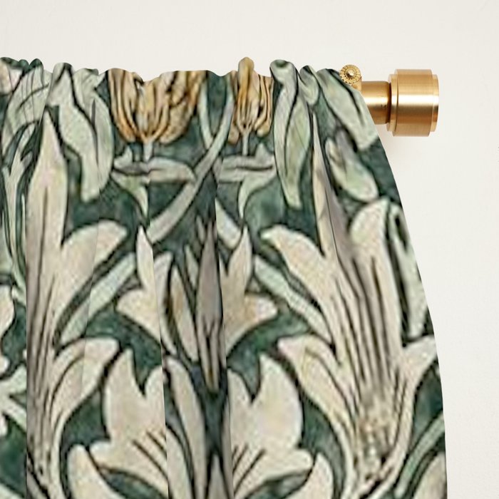 William Morris Vintage Snakeshead Forest Thyme Green Pattern Window Curtain Gallery Image 2