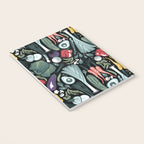 Go veggie // black background sage green mint goldenrod yellow coral and purple beet vegetables Notebook Gallery Image 3