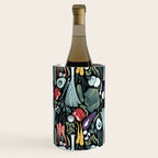 Go veggie // black background sage green mint goldenrod yellow coral and purple beet vegetables Wine Chiller Gallery Image 1