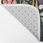Go veggie // black background sage green mint goldenrod yellow coral and purple beet vegetables Bath Mat Gallery Image 2