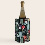 Go veggie // black background sage green mint goldenrod yellow coral and purple beet vegetables Wine Chiller Gallery Image 3