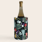 Go veggie // black background sage green mint goldenrod yellow coral and purple beet vegetables Wine Chiller Gallery Image 2