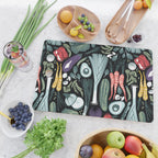Go veggie // black background sage green mint goldenrod yellow coral and purple beet vegetables Cutting Board Gallery Image 2