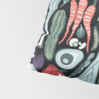 Go veggie // black background sage green mint goldenrod yellow coral and purple beet vegetables Pillow Sham Gallery Image 4