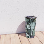 Go veggie // black background sage green mint goldenrod yellow coral and purple beet vegetables Travel Mug Gallery Image 4