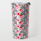 Minimal nordic flower pink Travel Mug Gallery Image 2