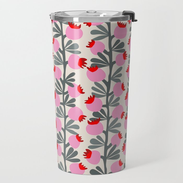 Minimal nordic flower pink Travel Mug Gallery Image 2