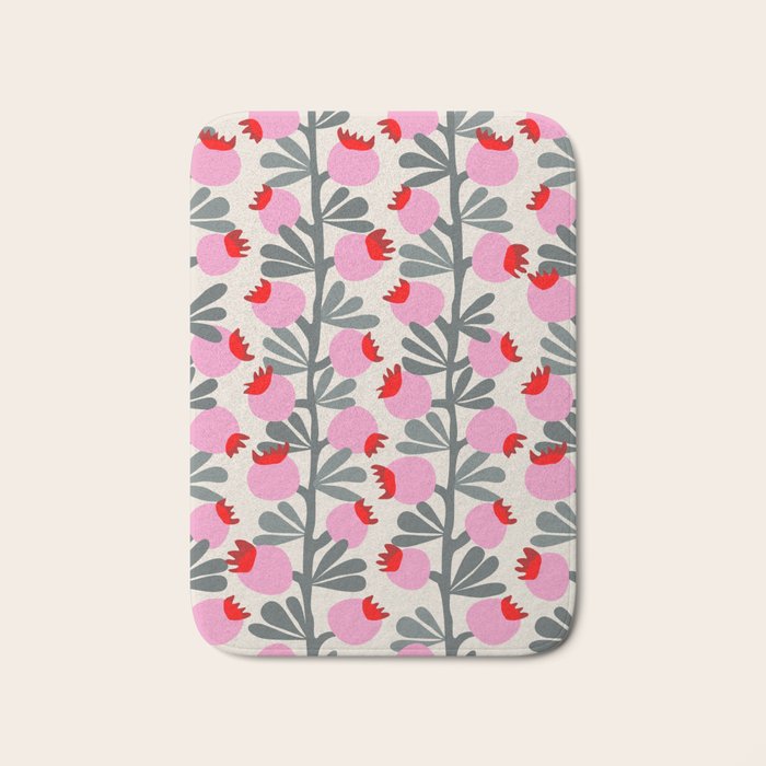 Minimal nordic flower pink Bath Mat Gallery Image 1