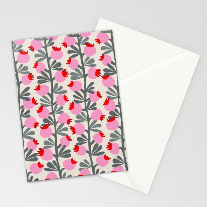 Minimal nordic flower pink Stationery Card Gallery Image 2