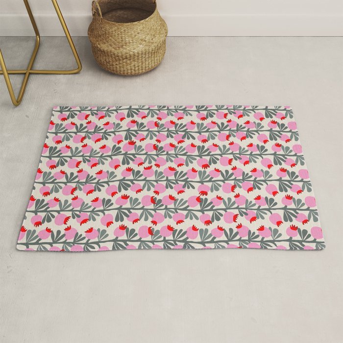 Minimal nordic flower pink Rug Gallery Image 1