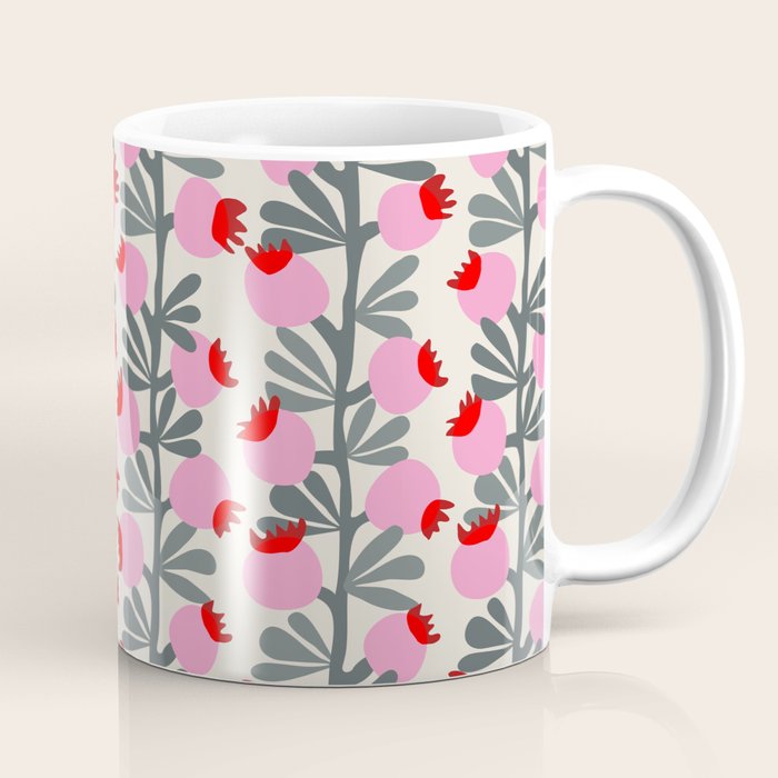 Minimal nordic flower pink Coffee Mug Gallery Image 1