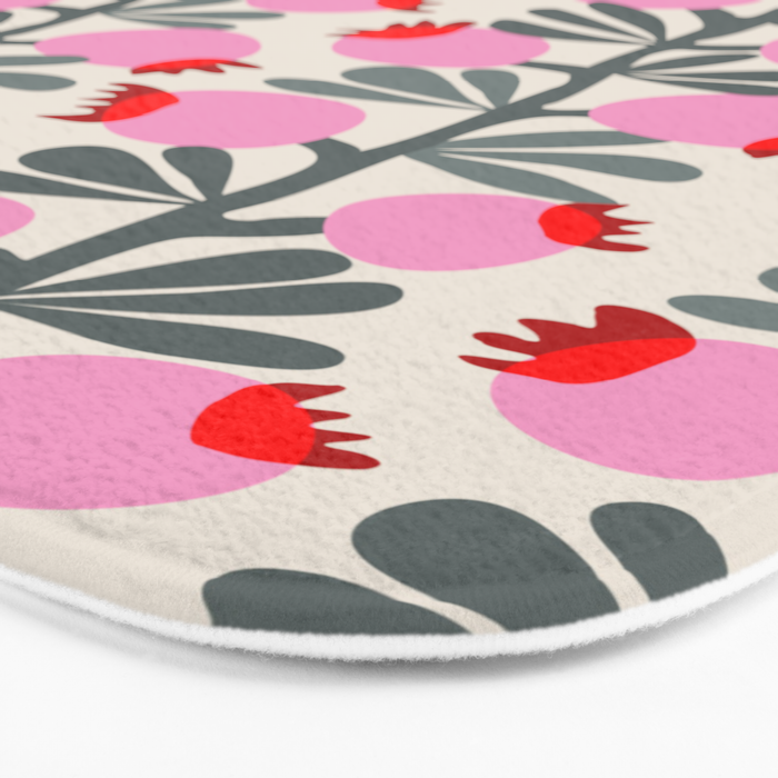 Minimal nordic flower pink Bath Mat Gallery Image 3