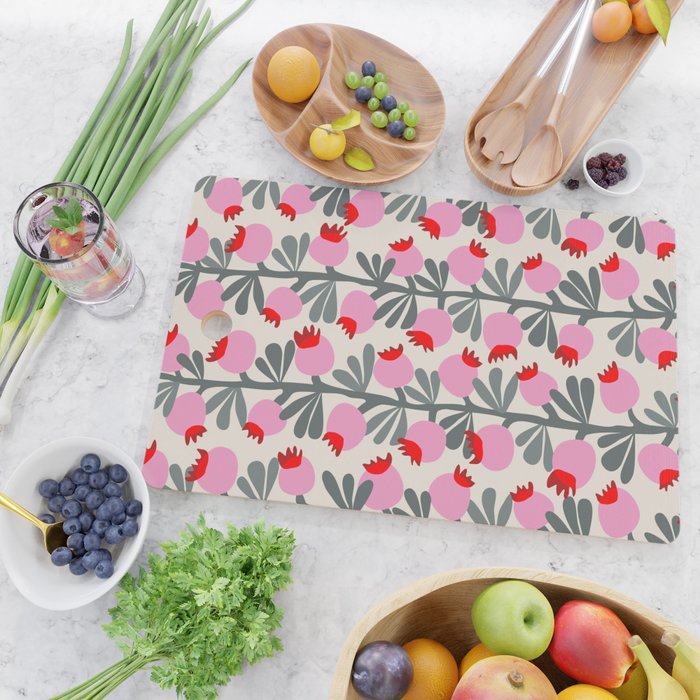 Minimal nordic flower pink Cutting Board Gallery Image 2