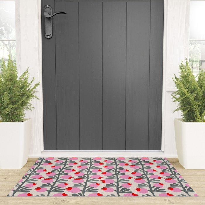 Minimal nordic flower pink Welcome Mat Gallery Image 3