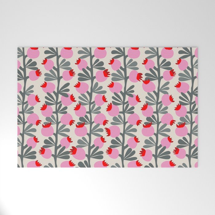 Minimal nordic flower pink Welcome Mat Gallery Image 1