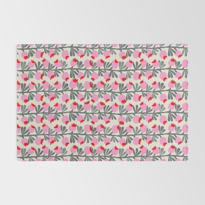 Minimal nordic flower pink Rug Gallery Image 2