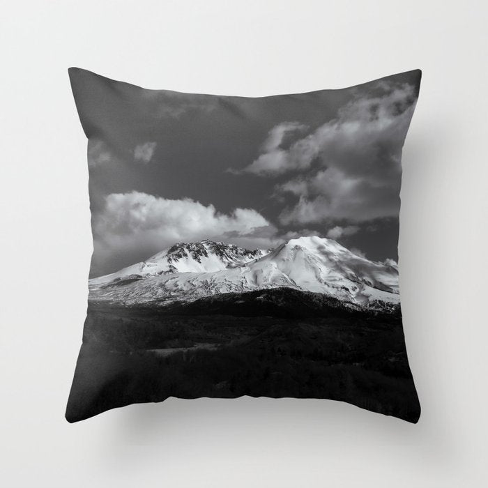 Mount Saint Helens Black and White II Throw Pillow Gallery Image 1