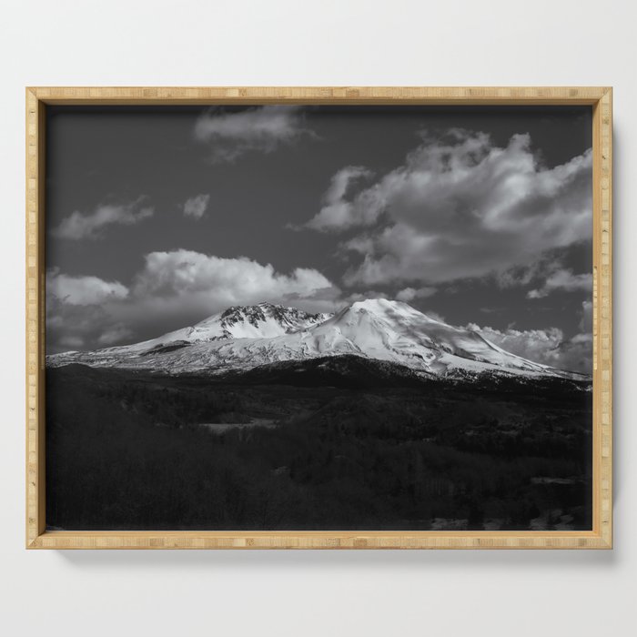 Mount Saint Helens Black and White II Serving Tray Gallery Image 1