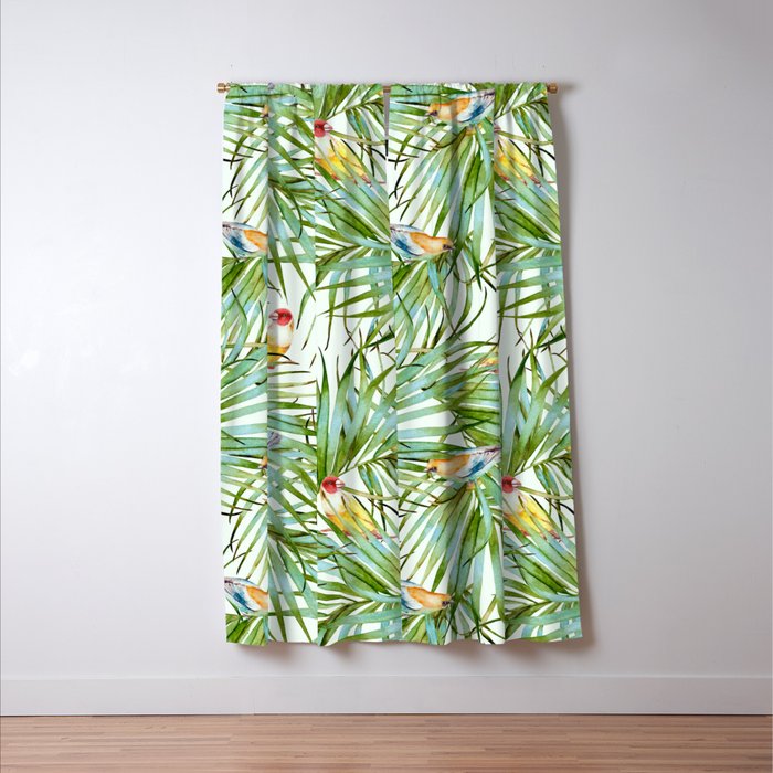 Birds on the leaves of the jungle Window Curtain Gallery Image 3