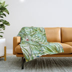 Birds on the leaves of the jungle Throw Blanket Gallery Image 1