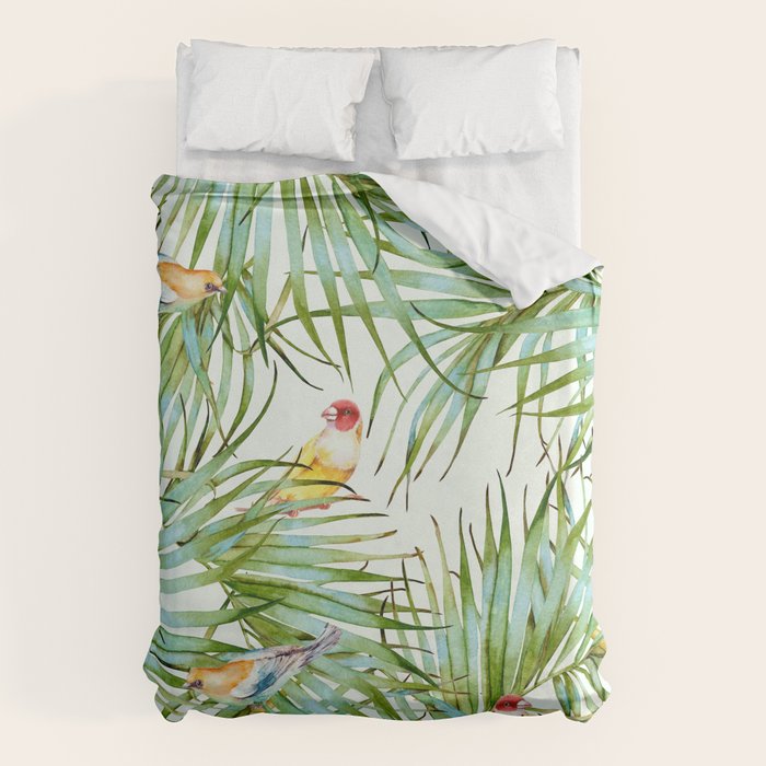 Birds on the leaves of the jungle Duvet Cover Gallery Image 1