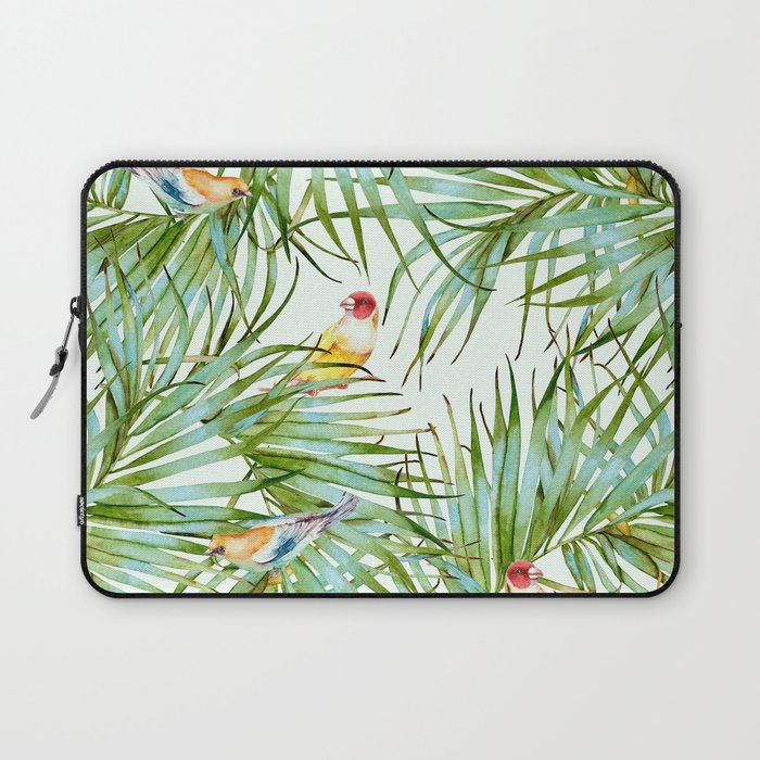 Birds on the leaves of the jungle Laptop Sleeve Gallery Image 1