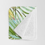 Birds on the leaves of the jungle Throw Blanket Gallery Image 3