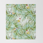 Birds on the leaves of the jungle Throw Blanket Gallery Image 2