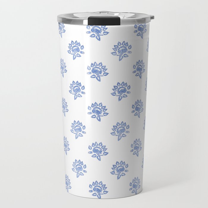 Small Distressed Block Print - Cobalt Travel Mug Gallery Image 1