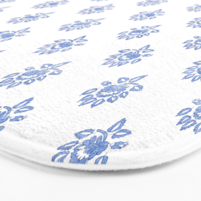 Small Distressed Block Print - Cobalt Bath Mat Gallery Image 3