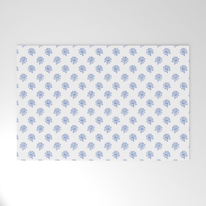 Small Distressed Block Print - Cobalt Welcome Mat Gallery Image 1