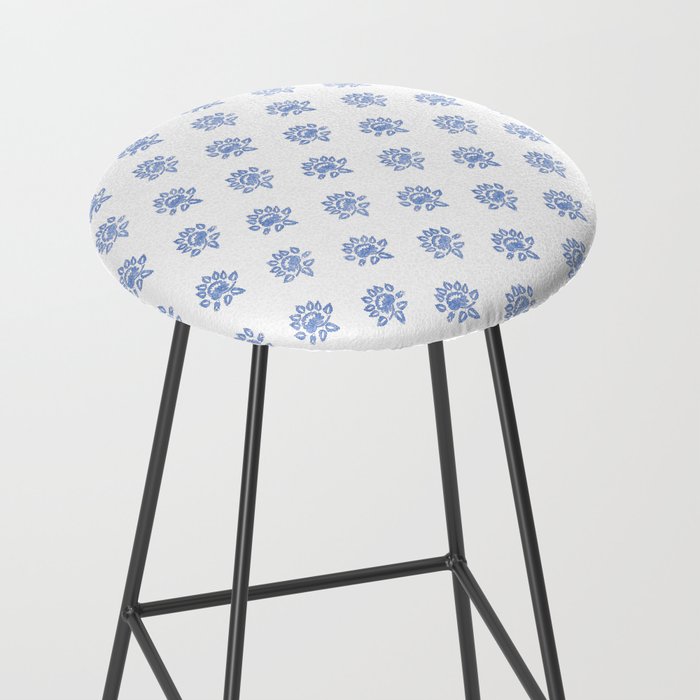Small Distressed Block Print - Cobalt Stool Gallery Image 2