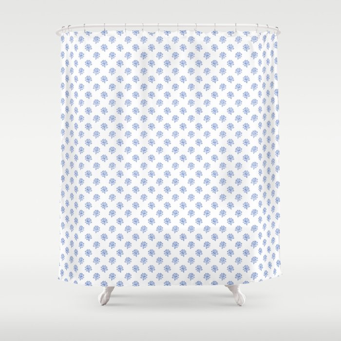 Small Distressed Block Print - Cobalt Shower Curtain Gallery Image 1