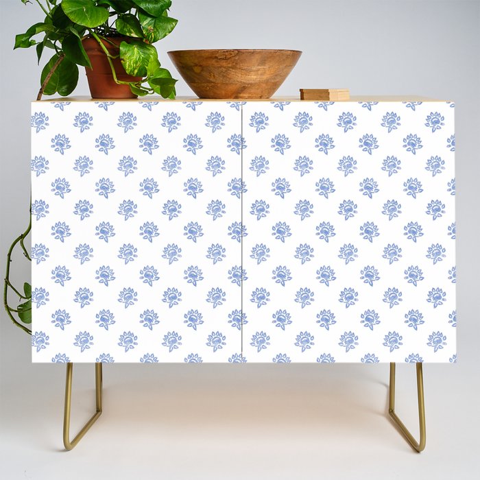 Small Distressed Block Print - Cobalt Credenza Gallery Image 1