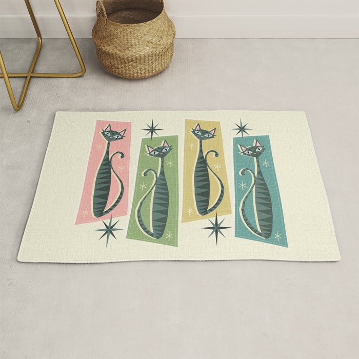 Retro Patchwork Tabbies ©studioxtine Rug Gallery Image 1