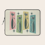 Retro Patchwork Tabbies ©studioxtine Laptop Sleeve Gallery Image 1