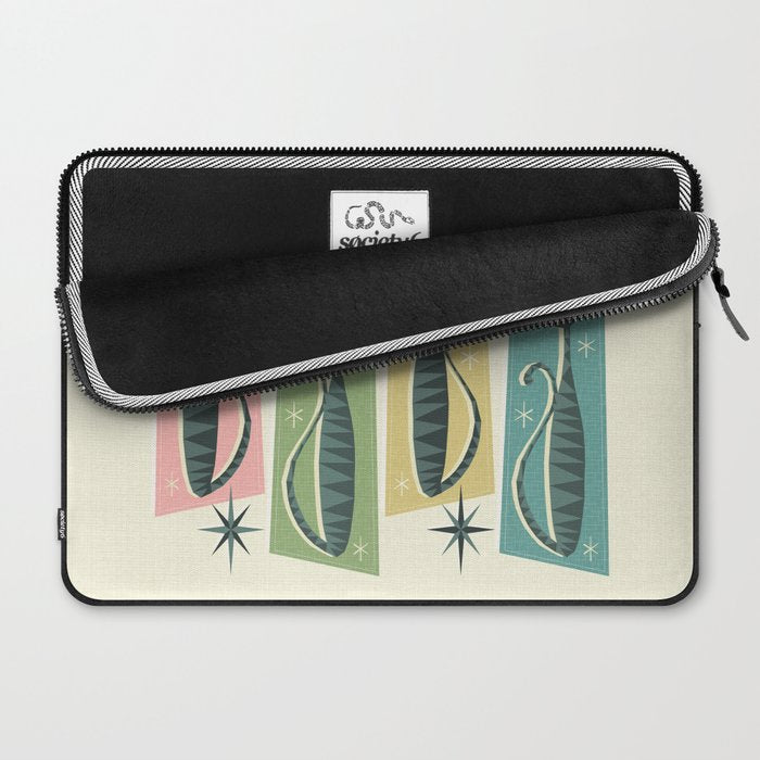 Retro Patchwork Tabbies ©studioxtine Laptop Sleeve Gallery Image 2