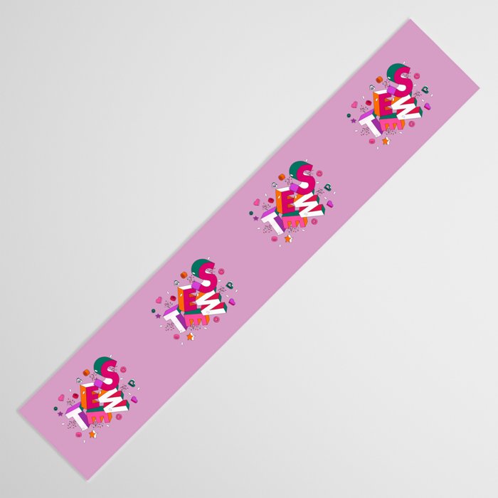 SWEET - colorful typography on pink Table Runner Gallery Image 3