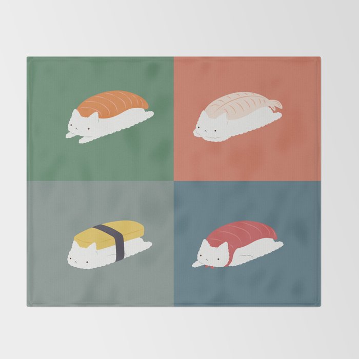 Sushi Cat 2x2 Throw Blanket Gallery Image 2