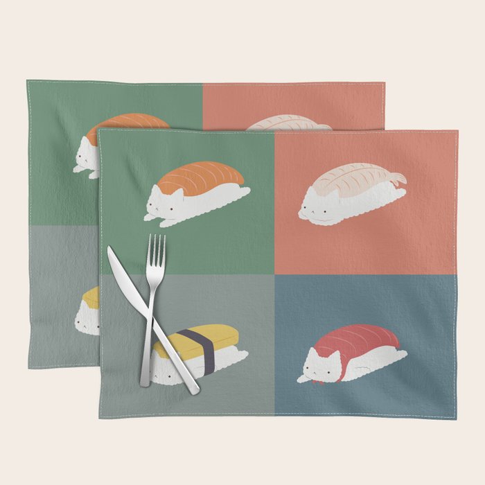 Sushi Cat 2x2 Placemat Gallery Image 1