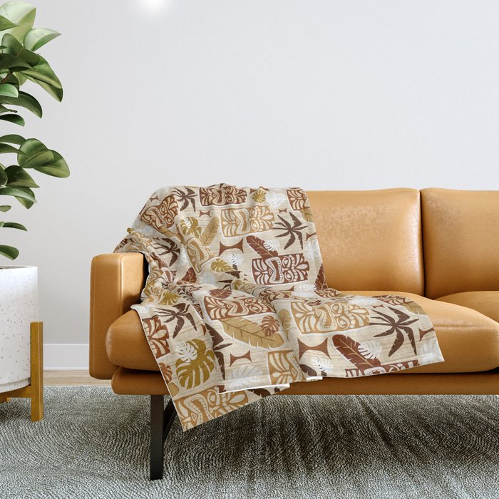 Tiki Time Brown Throw Blanket Gallery Image 1