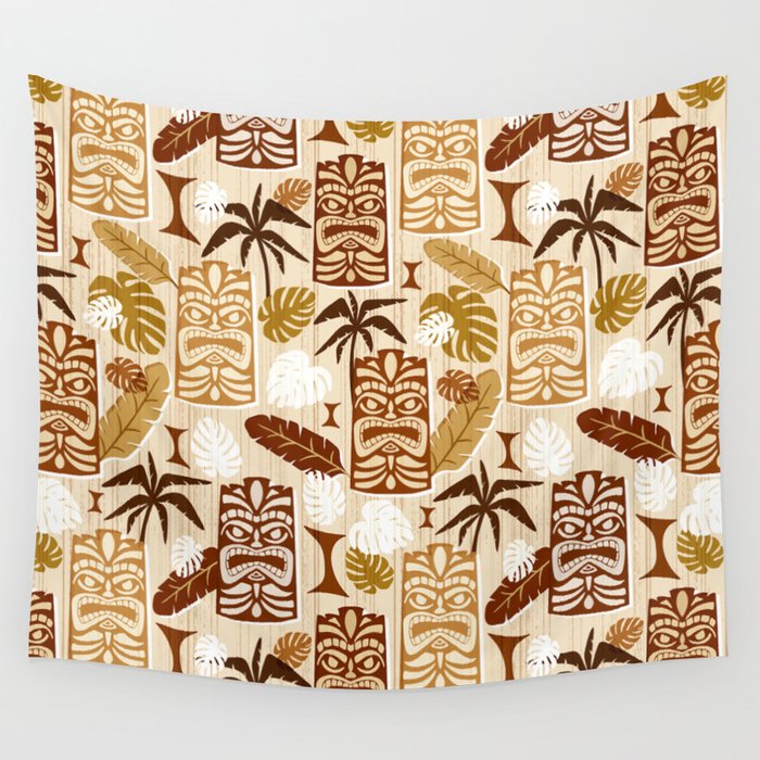 Tiki Time Brown Wall Tapestry Gallery Image 1