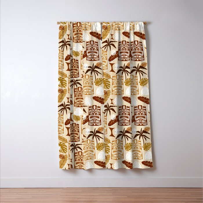 Tiki Time Brown Window Curtain Gallery Image 3